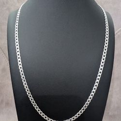 Solid Silver 24" Cuban Chain 