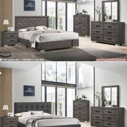 4- Pc Bedroom set Dresser,Mirror  Nightstand (1) Queen size bed frame  Not including Mattress and Box Sp