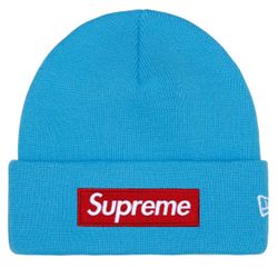 Supreme New Era Box Logo Beanie Cyan (FW25)