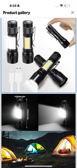 wholesale KunHe 4 Pack Rechargeable Flashlights USB-C mini Small LED Lantern Flashlights Bright Clip-On Light EDC Flash Light with Side COB Light for 