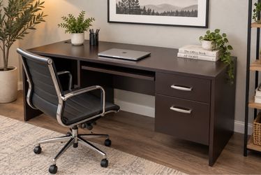 Dark Brown Office Desk with Drawers