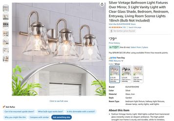Silver Vintage Bathroom Light