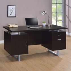60 " 2-drawer Office Computer Desk Cappuccino no NO CREDIT NEEDED 