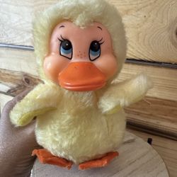 Vintage Russ Stuffed Duck 1980s Oogi Plush Duckling Rubber Face Rushton Style