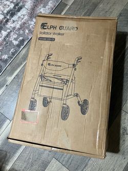 ELPHGUARD Walkers for Seniors with Seat, Foldable Rollator Walker with Seat and Brakes, 300 lb Capacity Rolling Walker, 7-Level Height Adjustable, Bac