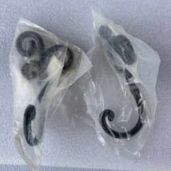 Brand New Pair Of Pretty Black Iron Wall Hooks. 