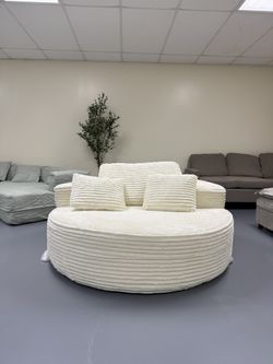 Brand new Oversized Round Chair Lounge Chaise Indoor, Upholstered Corduroy Deep Seat Cloud Large Circle Sofa Chair, No Assembly Required, Fluffy Moder