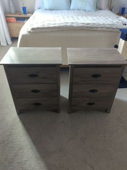 Matching Pair of 3-Drawer Nightstands