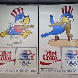 Two 1984 LA Olympic Games Sam the Eagle Coca Cola Posters Poster Coke
