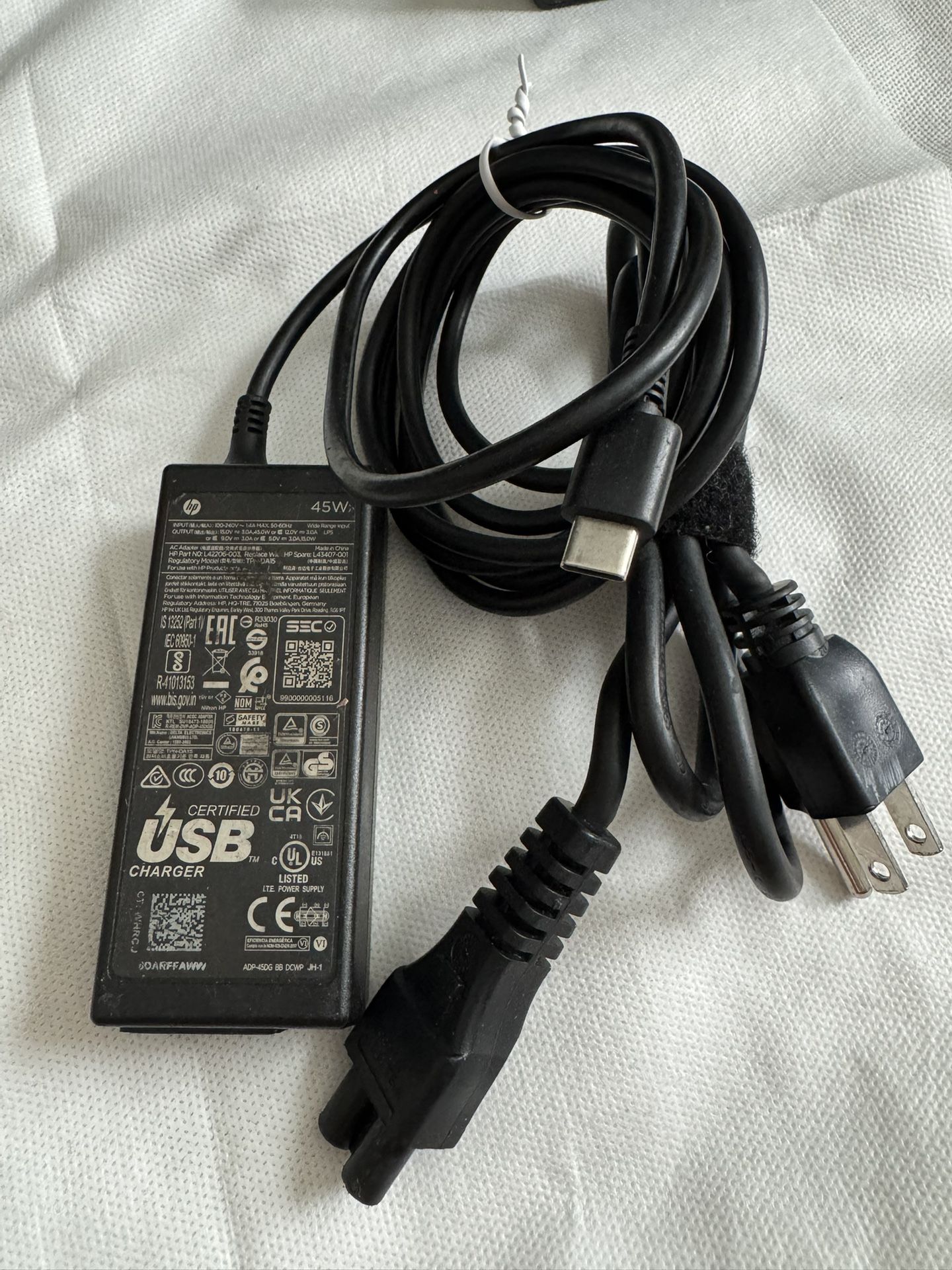 HP 45W USB-C Chromebook Laptop Tablet Charger USBC