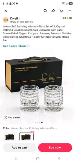 360 Spinning Crystal Whiskey Glass Set of 2