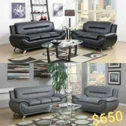 Brand New | Sofa & Love Seat | Grey or Black | Delivery & Financing Available