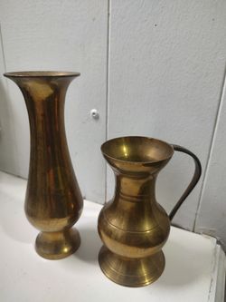 India Solid Brass Pitcher And Vase