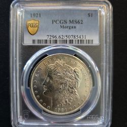 1921 MORGAN DOLLAR MS 62