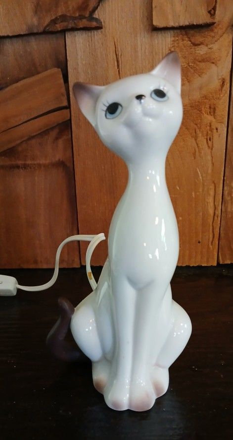 Vintage Siamese Kitty Porcelain Night Light Perfume Warmer