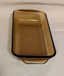 Glass Casserole Baking Dish Amber Brown Loaf Baking Dish Vintage