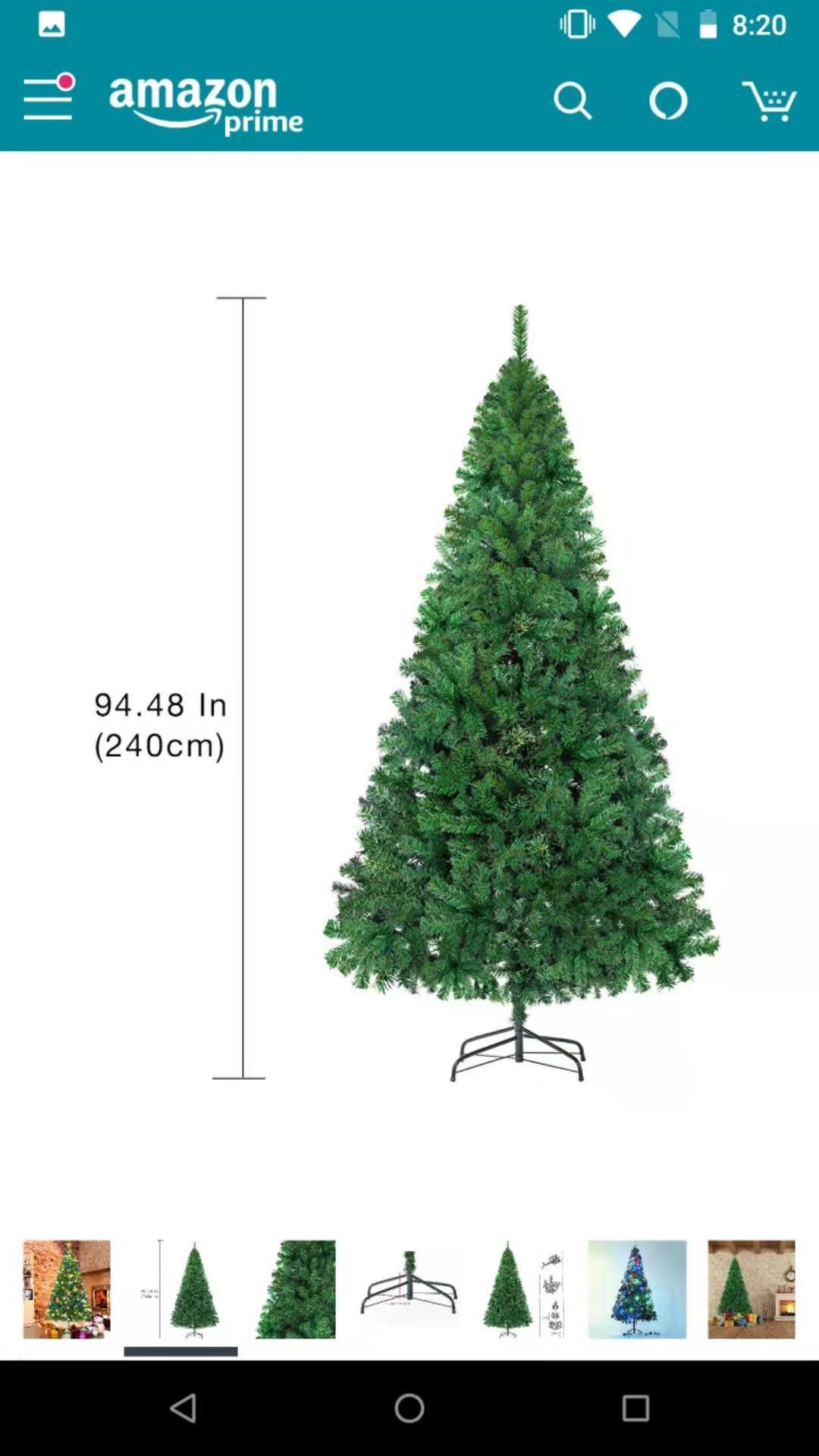 7.5 ft Artificial Christmas tree. 1250 branches with metal stand