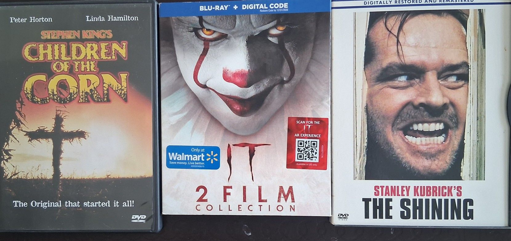 3 Horror DVD Stephen King Classics "The Shining", "IT", "Children Of The Corn"