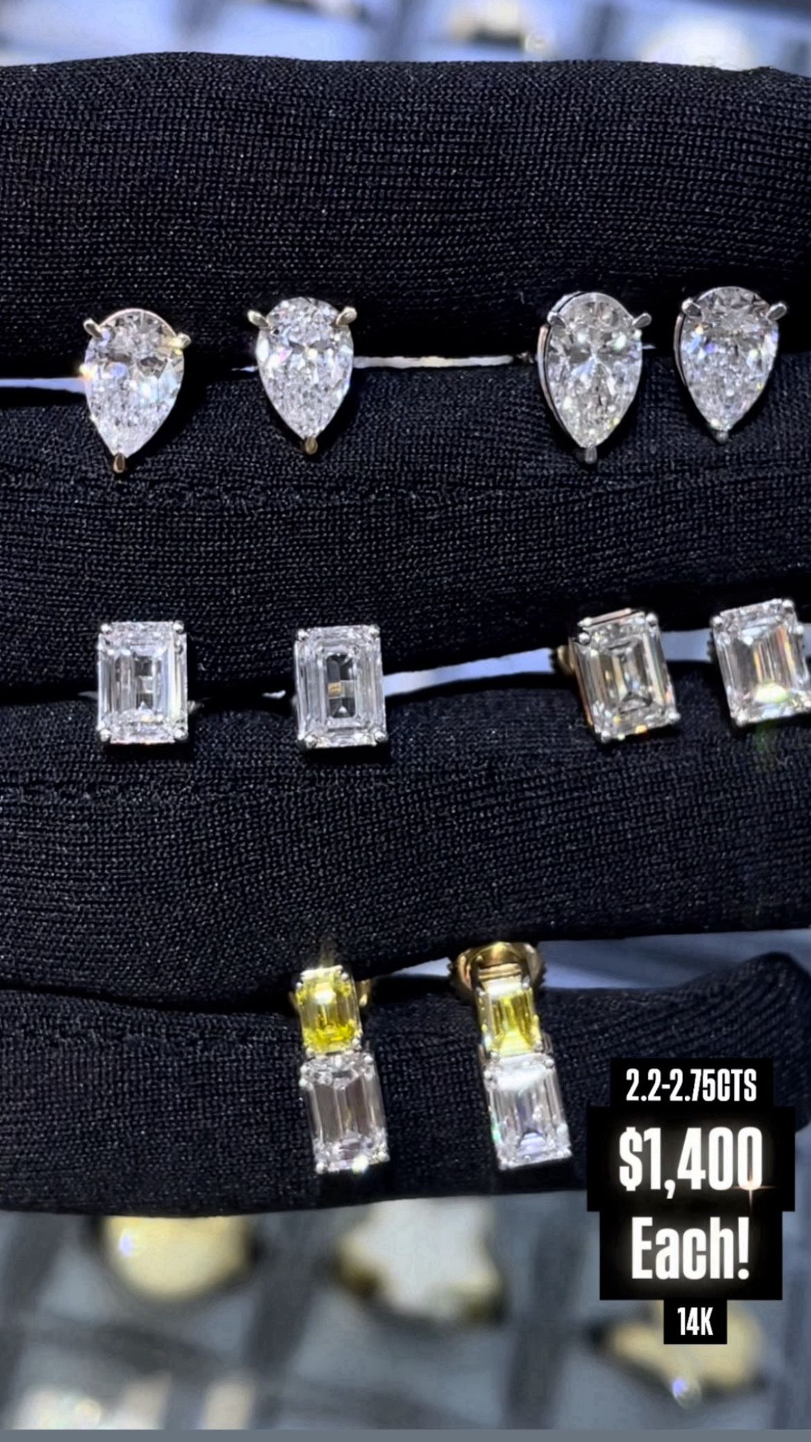 14K 2.2-2.75CT Lab Grown Diamonds Earrings