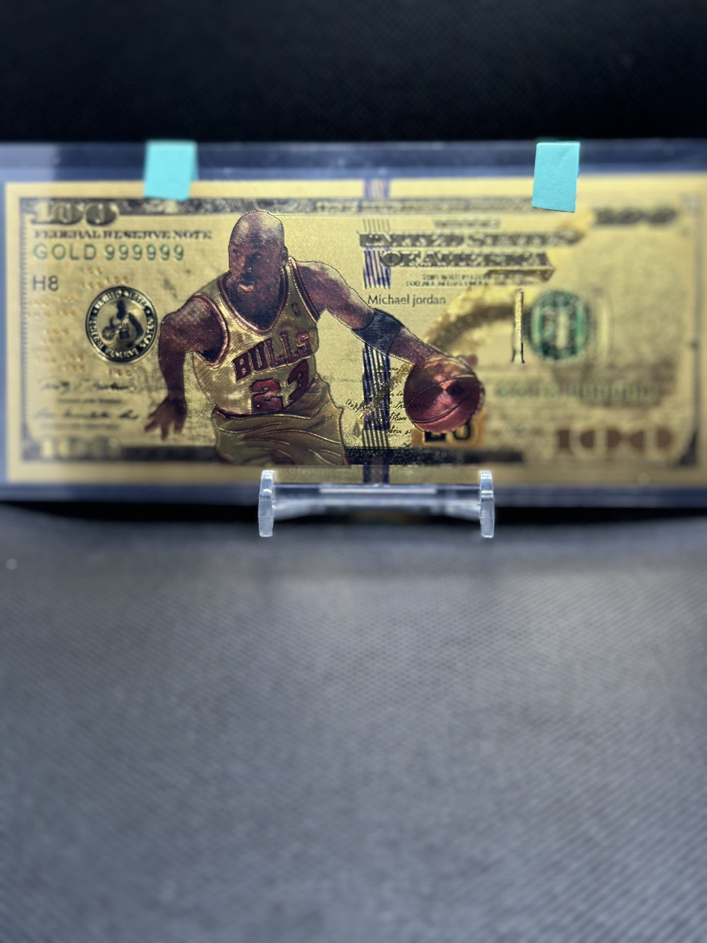 MICHAEL JORDAN Chicago Bulls RARE 24Kt Karat GOLD $$ CARD Basketball 100 Bill LE