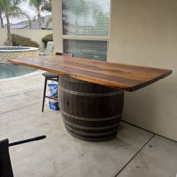 Whiskey Barrel Bar Table