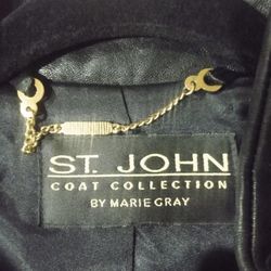 St. John Coat Collection By Marie Gray Black Leather Jacket