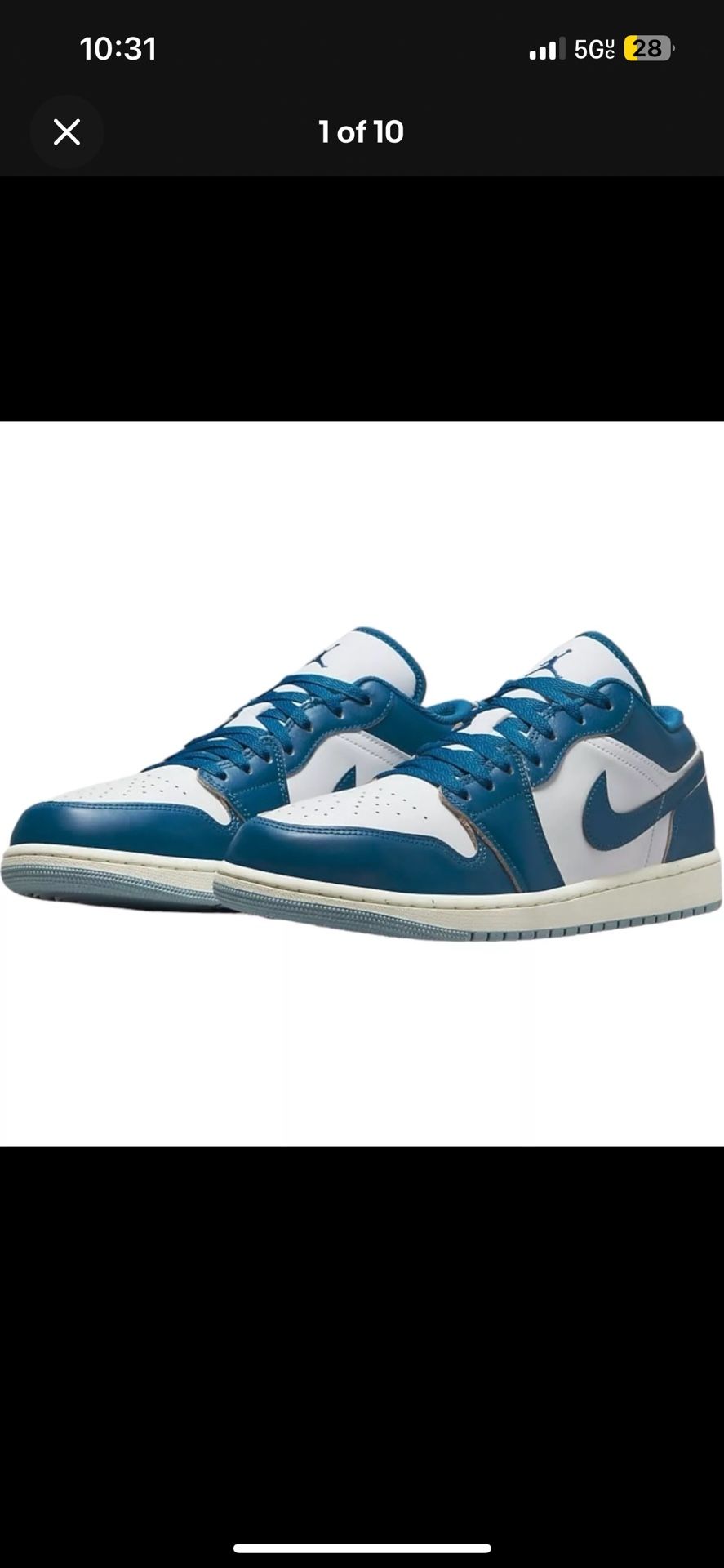 jordan 1 low se white/blue gray color way size 10.5