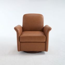 Swivel Accent Chair Modern Barrel Armchair with Wood Base for Bedroom Reading Waiting Living Room