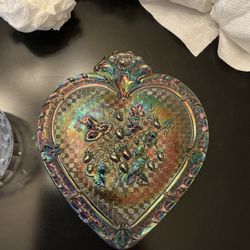 Vintage Fenton  Amethyst Large Carnival  Glass Heart