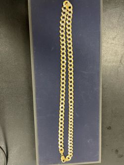 Solid diamond cut Cuban curved chain