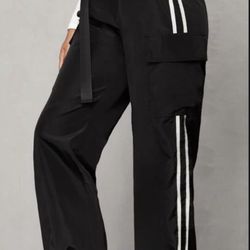 Pocket Stripped Belted Windbreaker joggers