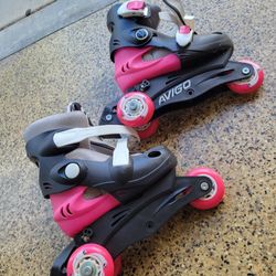 Like New! Small J10-j13 Avigo Girls Kids Youth Pink 3 Wheel Roller Blades Skate