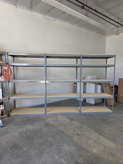 5 Tier Shelving 48 in W x 24 in D American Made Used Heavy Duty Steel Boltless Storage Racks Delivery Available