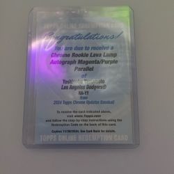 Chrome Rookie Lava Lamp Autograph Magenta/Purple Parallel Yoshinobu Yamamoto LA Dodgers RA-YY 2024 Topps Chrome Update Baseball