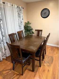 Solid Wood Dining Table Set - Table + 6 Chairs