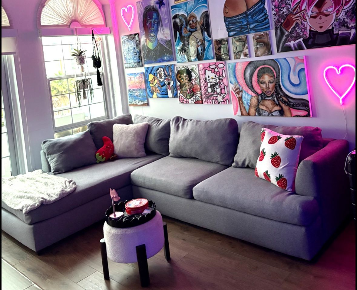 Gray L Shaped Couch