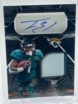 2021 Panini Black /25 Travis Etienne Jr. Rookie Signature Materials Patch Auto