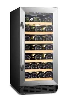 15 In. 33-Bottle Stainless Steel Single Zone Wine Refrigerator