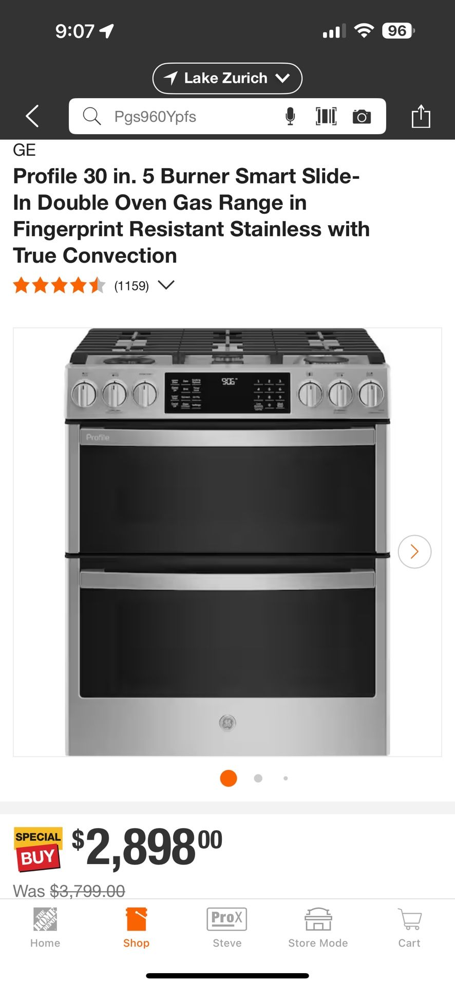 GE Profile Double Oven Gas Stove
