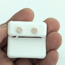 Real Diamond 10kt Yellow Gold Round Stud Earring 