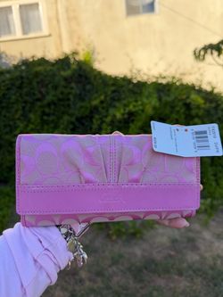 Coach pink checkbook wallet