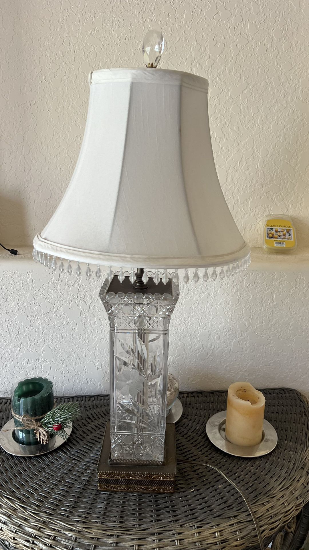 Vintage Early 20 Century Cut Glass Lamp Table