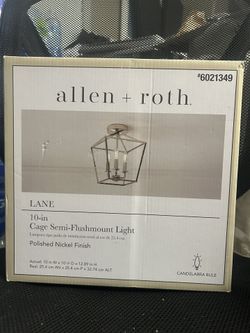 allen + roth Lane 3 -Light 10-in Polished Nickel Indoor/Outdoor Semi Flush Mount Light