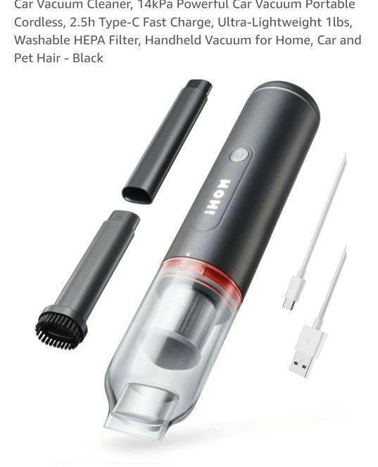 IHOM
Car Vacuum Cleaner, 14kPa Powerful Car Vacuum Portable Cordless, 2.5h Type-C Fast Charge, Ultra-Lightweight 1lbs, Washable HEPA Filter, Handheld