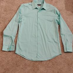 Men's Athletic Fitted Poplin Dress Shirt, (16, 34/35), Van Heusen, Turqouise