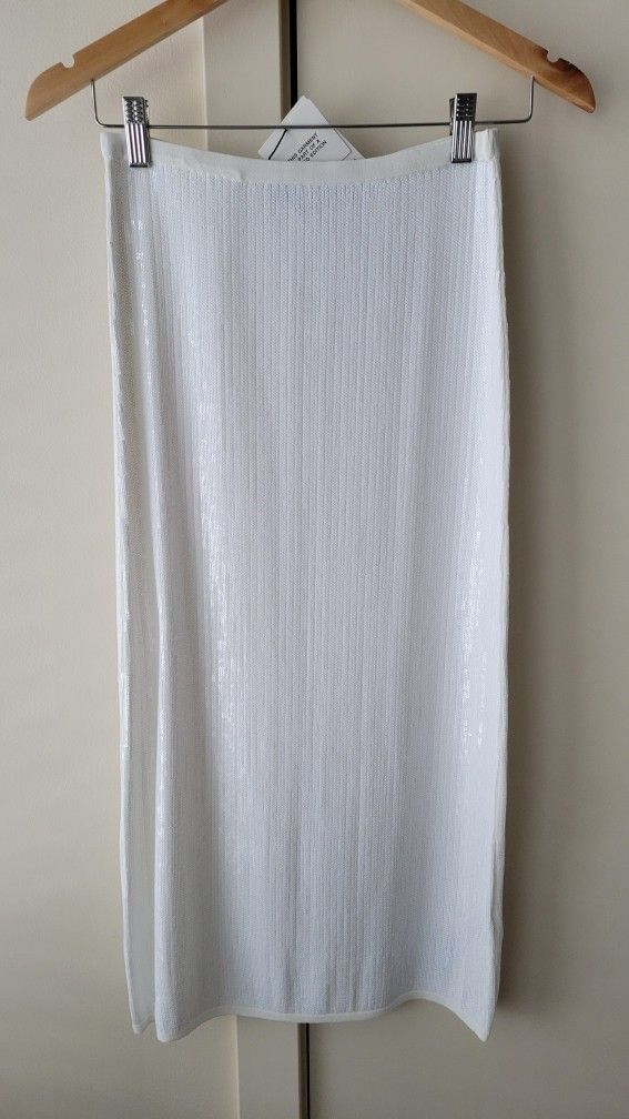 Zara Limited Edition Sequin Midi Skirt S White Christmas 
