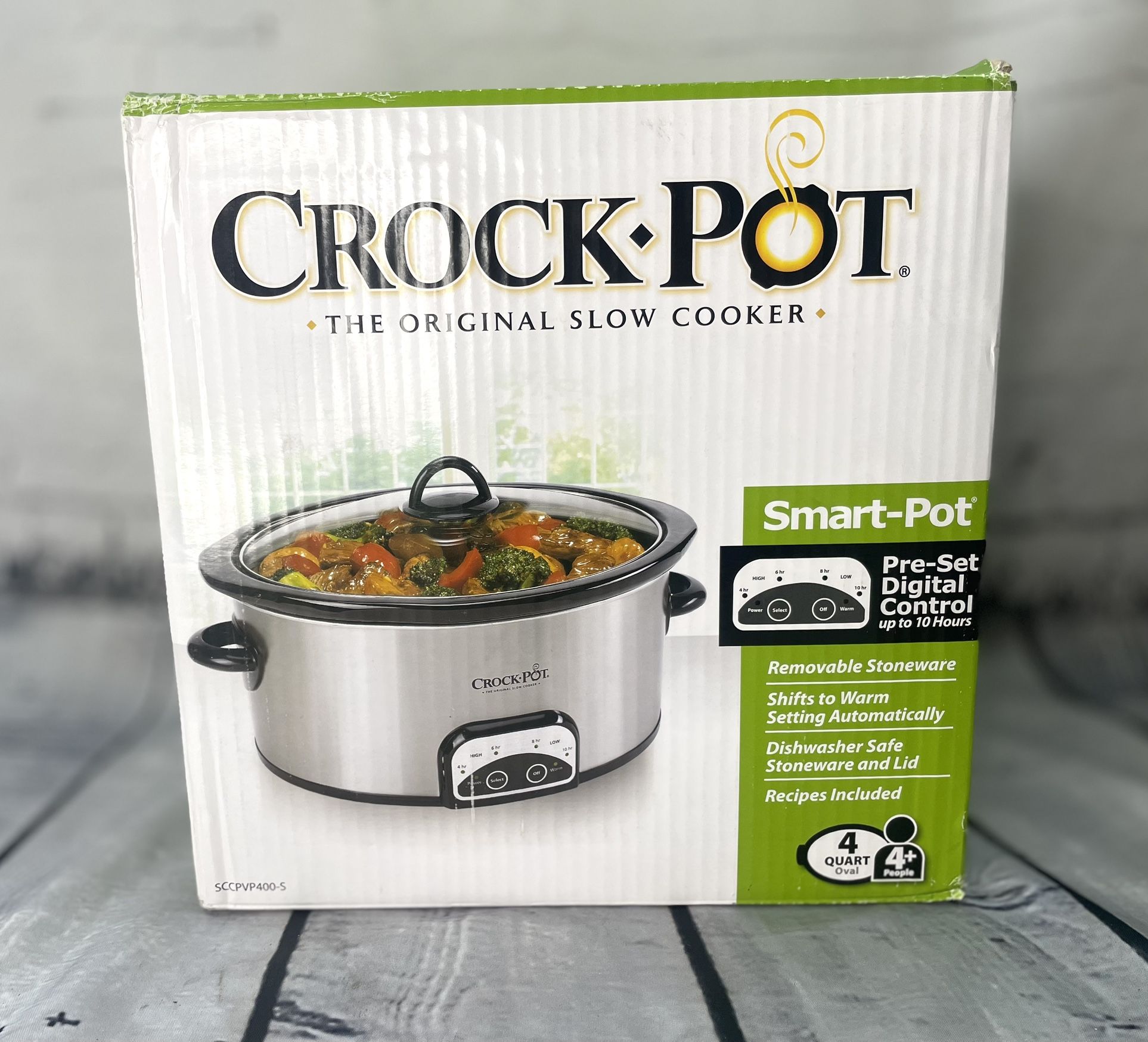Crock Pot Smart Pot 6 Quart Ceramic Stainless Slow Cooker.     Brand New
