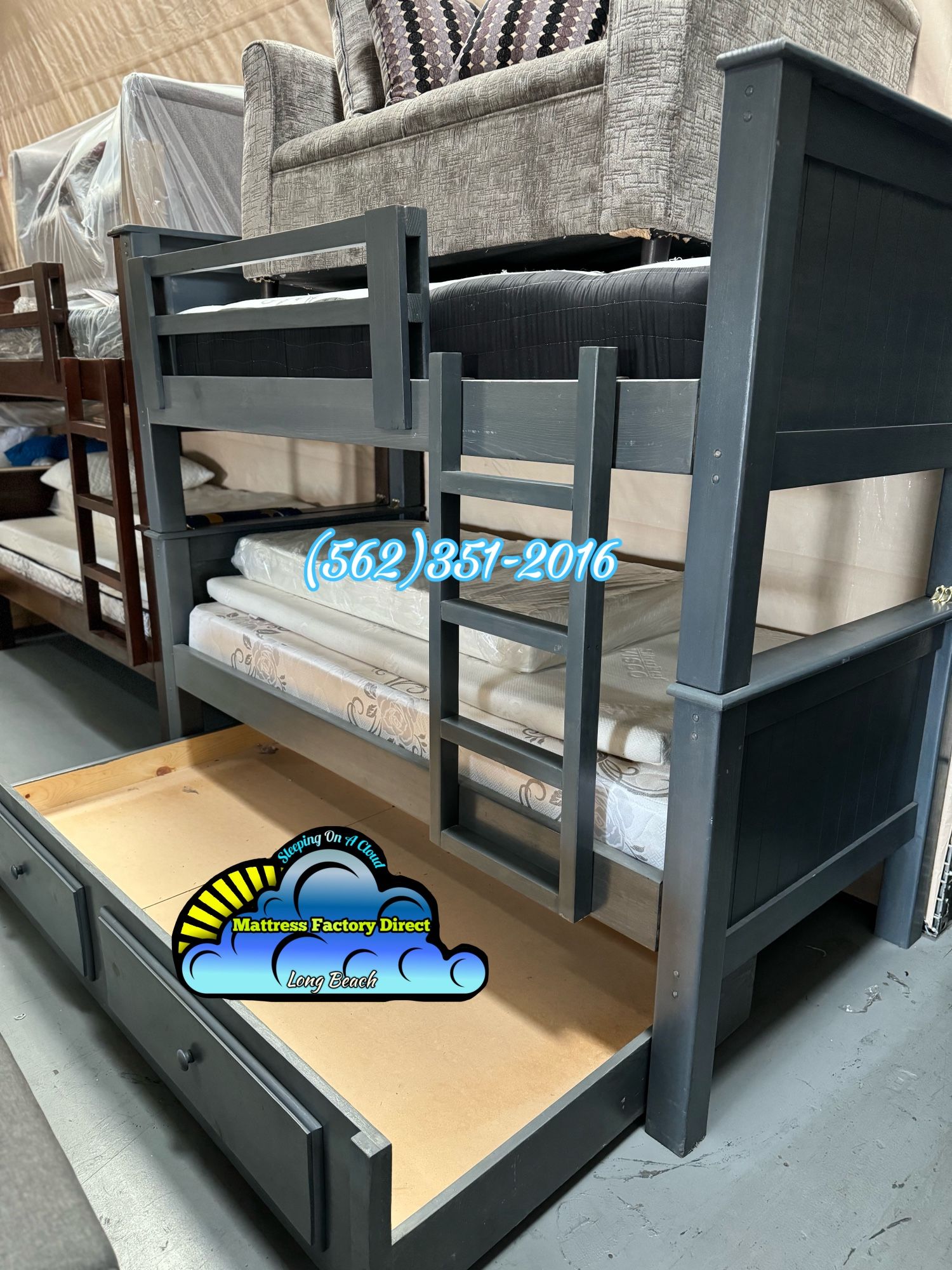 Triple Twin Bunk Bed With Mattresses Colchones Nuevos Bonitos 