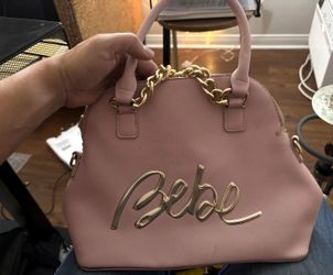 bebe Blush Pink Satchel – Gold Chain Logo