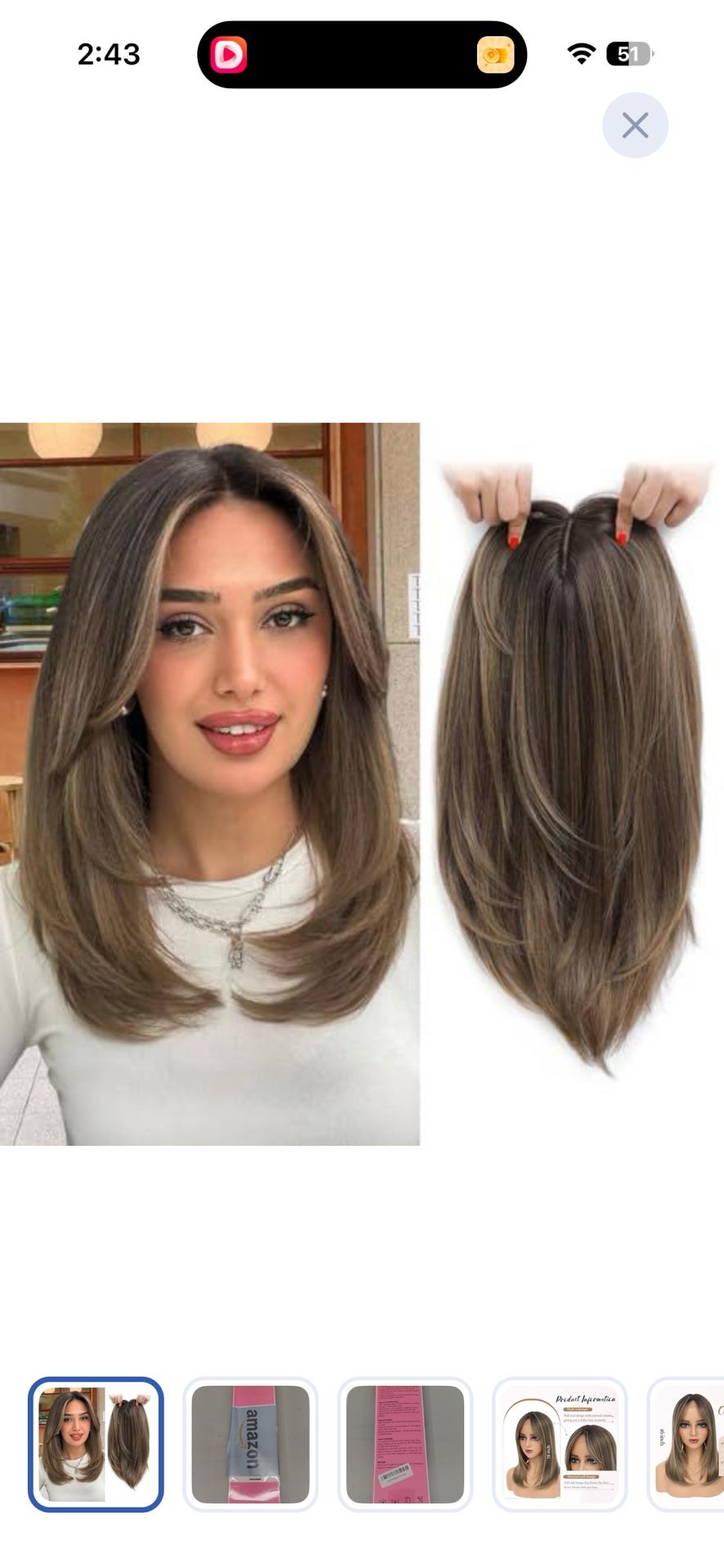 Brown With Highlights Hair Topper